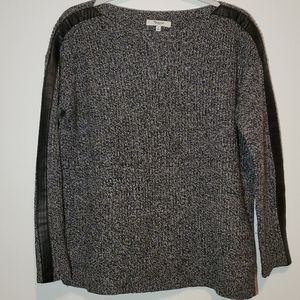 Madewell Marled Wool Sweater w/ Leather Stripe